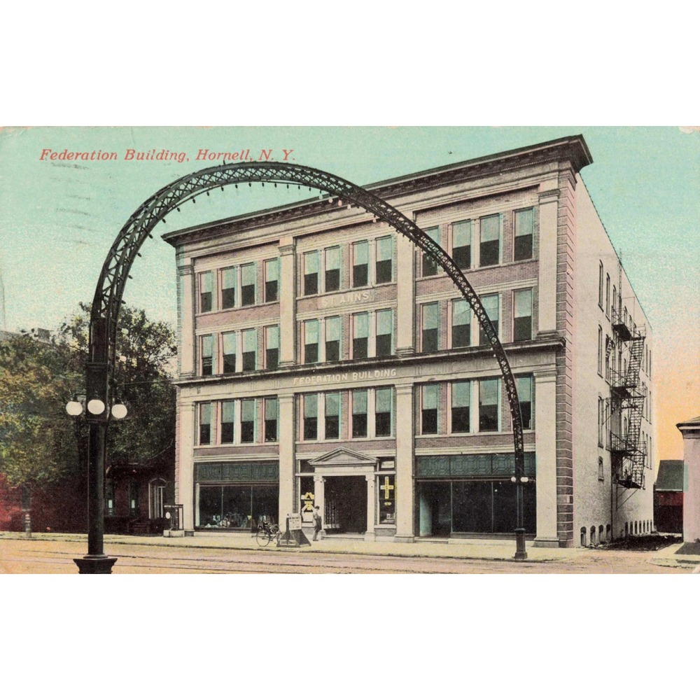 Hornell New York NY Postcard Federation Building Street Arch c1913 Divided Back - Picture 1 of 2